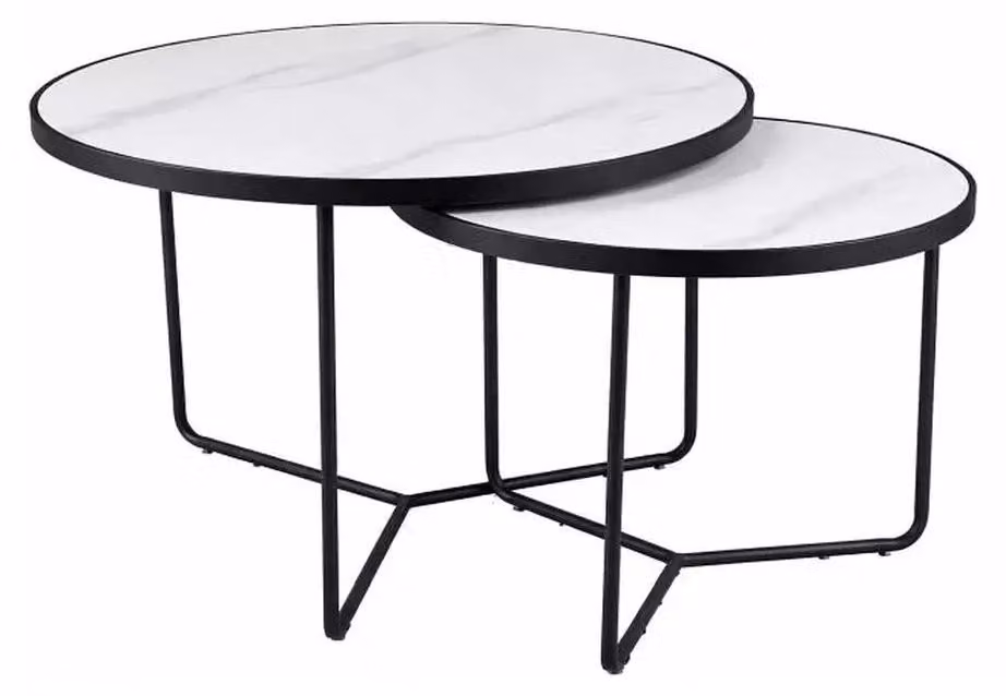FURNLUX Tavolino da divano, modello Italia, bianco, 80 cm (2 pezzi) / Colore principale: / Dimensioni: