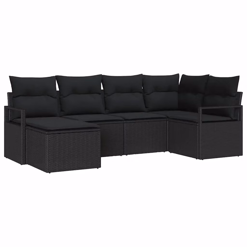 Set di divani da giardino vidaXL nero con tavolo e cuscini in stile moderno per esterno – 2