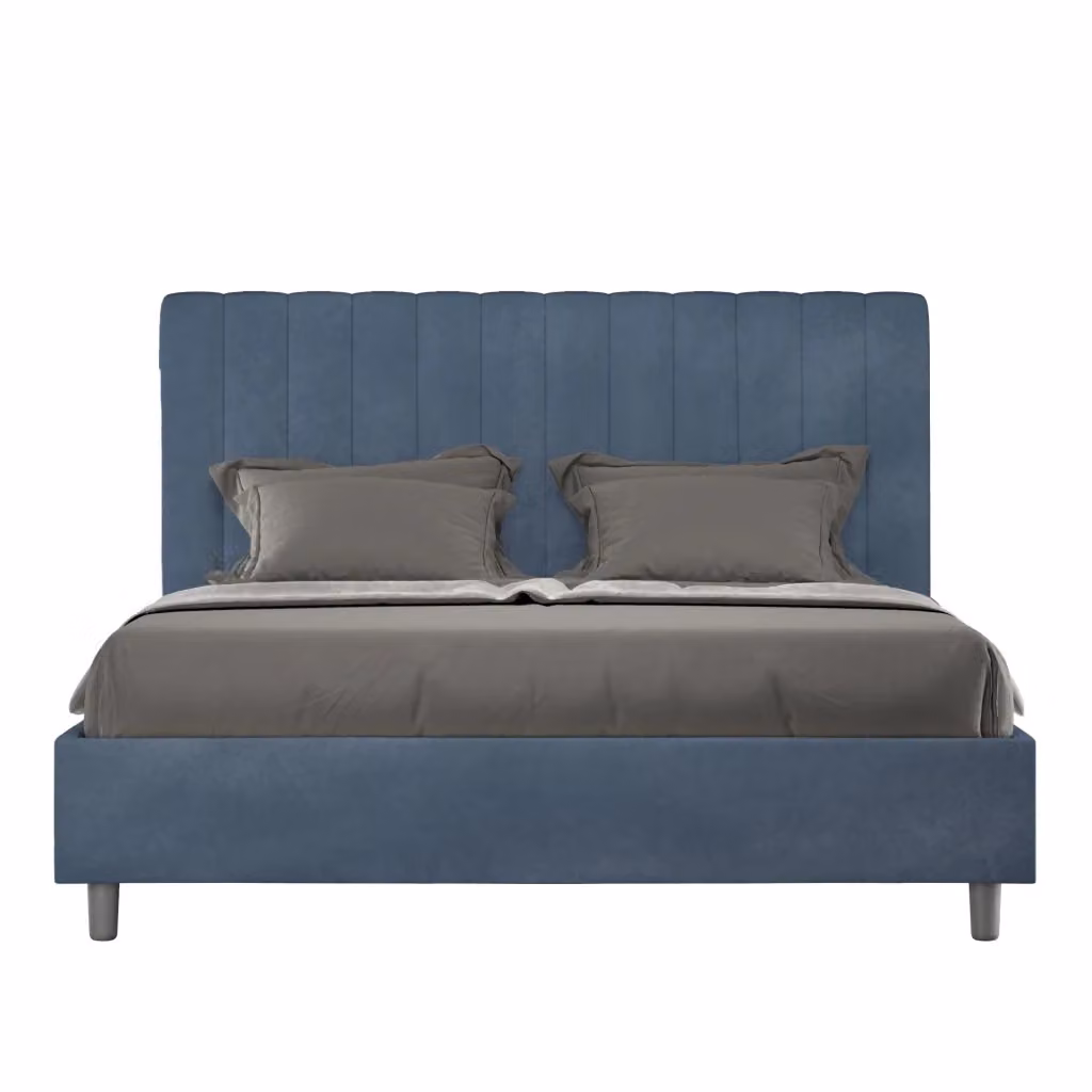 Letto matrimoniale king size Agueda ityhome con rete imbottita in microfibra blu L: 170 cm, P: 190 cm – 2