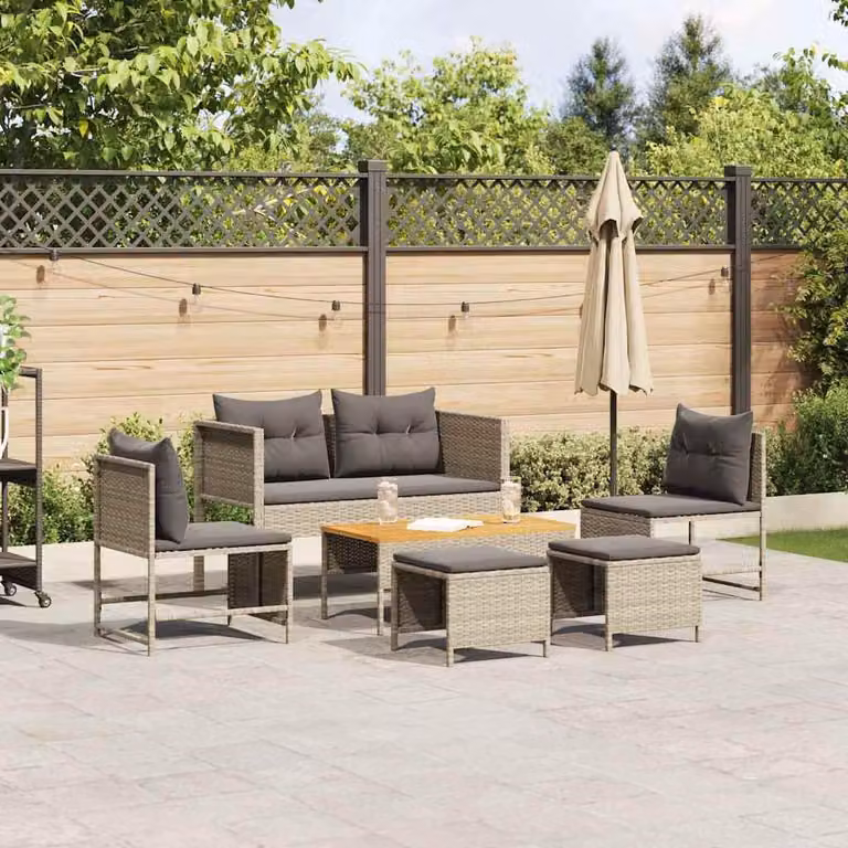 Maison Exclusive - Set da giardino composto da 6 pezzi. Divano da giardino in rattan sintetico, color grigio chiaro e grigio scuro