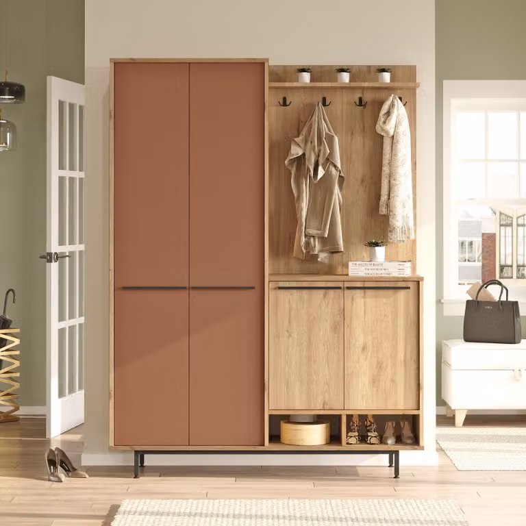 Skye Decor, OS1-SK, stand da padiglione, rovere, 100% PANNELLI DI PARTICELLE RIVESTITI IN MELAMMINA, 147,4 x 35,5 x 195,6 cm