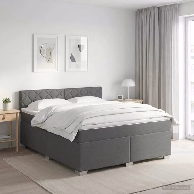 Letto box spring con materasso ibrido vidaXL Grigio, L/P: 160 x 200 cm