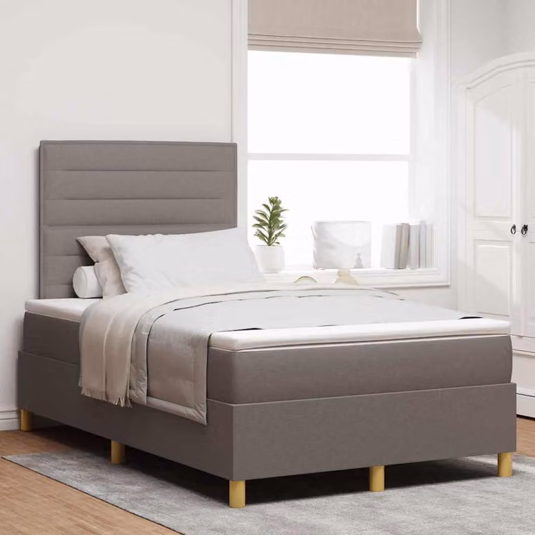 Maison Exclusive - Letto boxspring con testiera color taupe 120 x 200 cm in tessuto