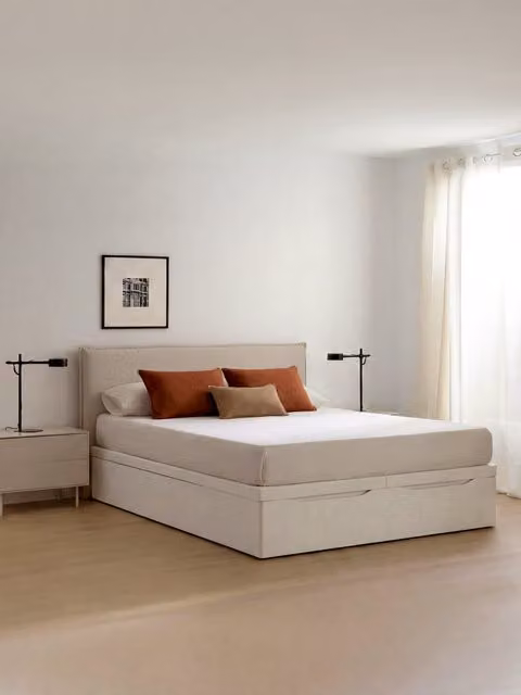 Letto contenitore imbottito Kenay Home bianco L: 180 cm, P: 190 cm