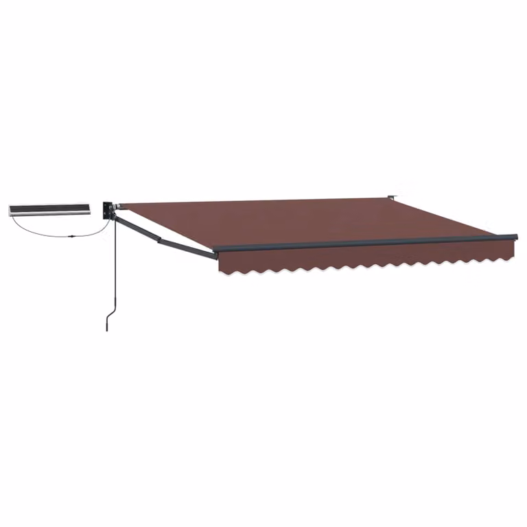 Tettuccio elettrico retrattile vidaXL in alluminio con bracci pieghevoli, colore marrone e antracite, L: 3,5 m x P: 2,5 m