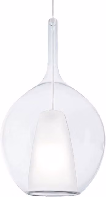 Sospensione Contemporanea Kalique Vetro Trasparente Bianco E Cromo E27 H53Cm