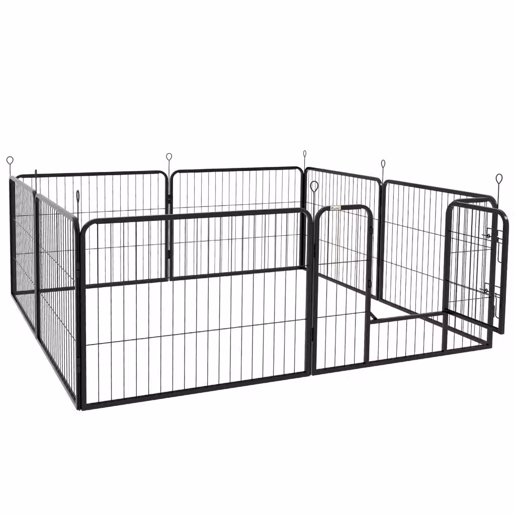 Recinto per cani Minimal in acciaio nero composto da 8 pannelli, dimensioni 80x60 cm – 2