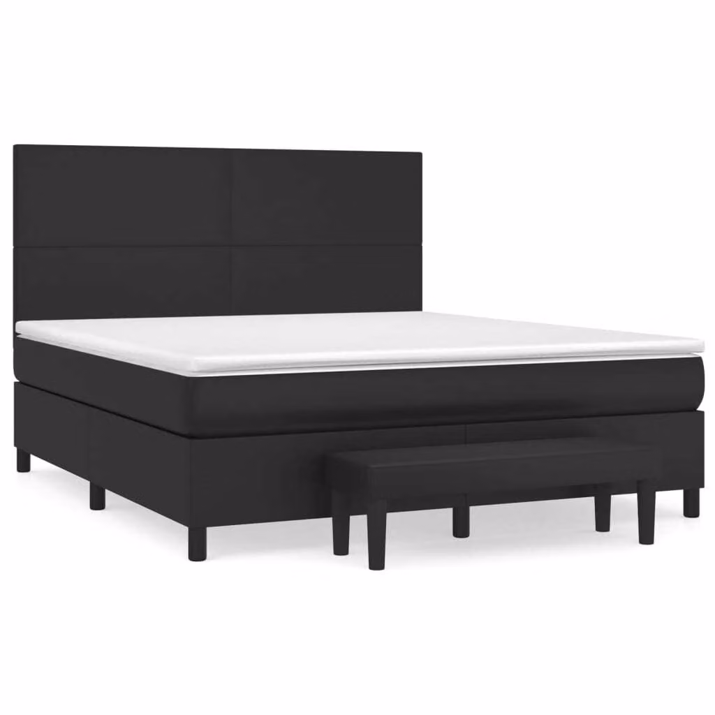 Giroletto a Molle con Materasso Nero 160x200 cm in Pelle finta
