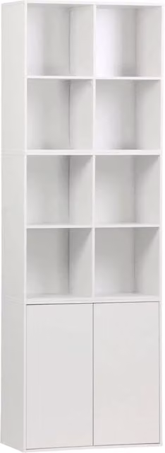 Libreria modulare in legno 3 elementi, 2 ante 8 vani, bianco