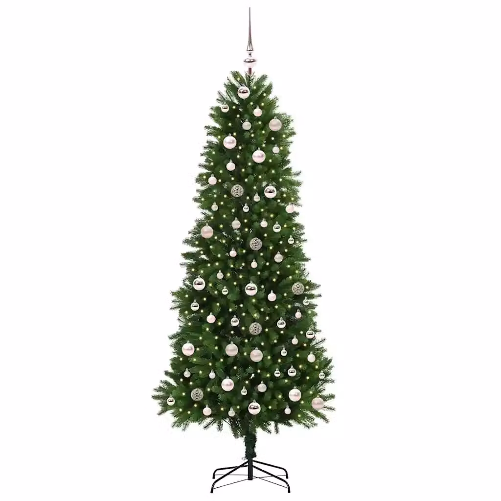 Albero di Natale verde vidaXL con 300 LED luce bianca calda e supporto, Altezza: 240 cm – 2