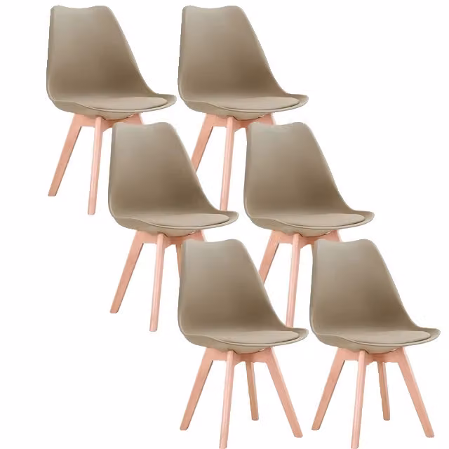 Set di sedie da sala da pranzo, design moderno e minimalista, seduta imbottita in PU, color cachi