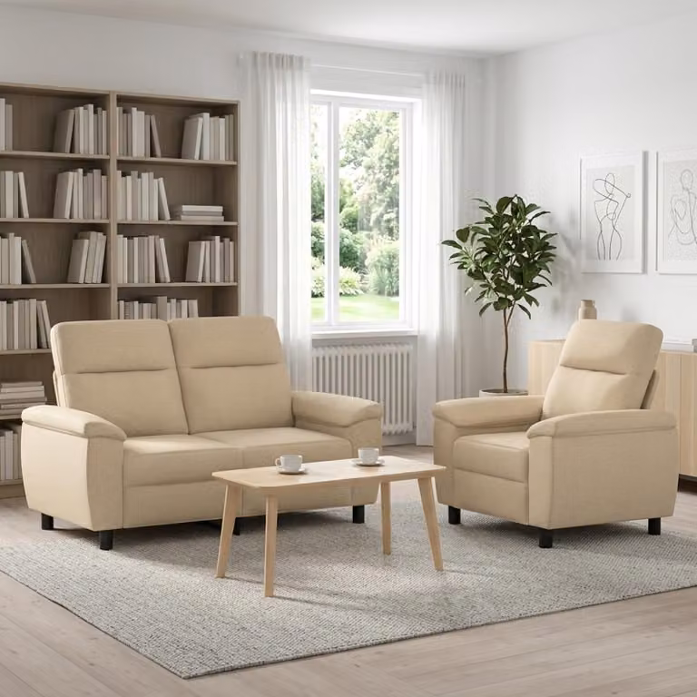 Set di 2 divani moderni vidaXL in tessuto beige con struttura in metallo per il tuo soggiorno