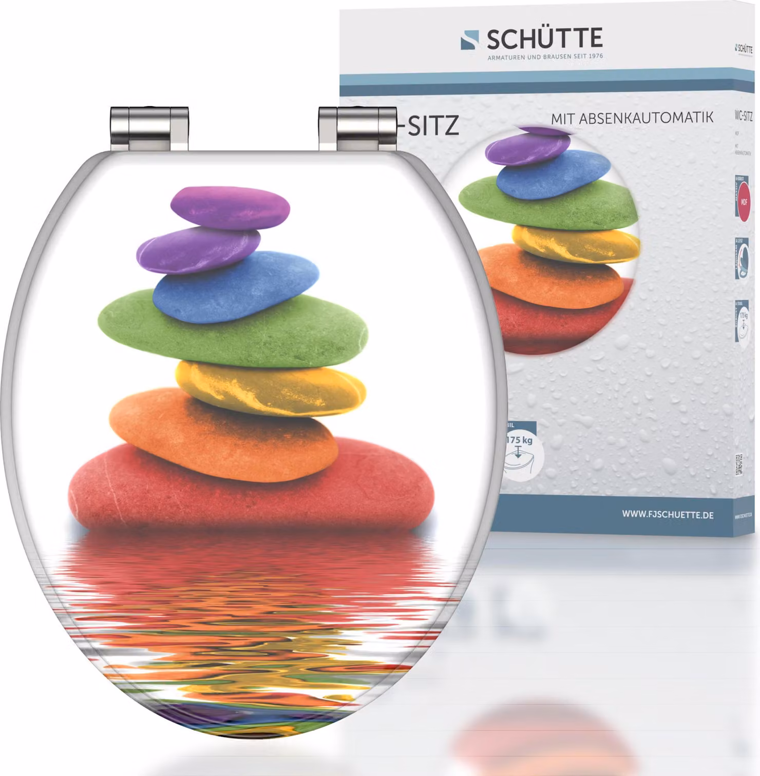 Sedile per WC SCHÜTTE MDF COLORFUL STONES, coperchio per WC con chiusura ammortizzata, sedile per WC con anima in legno, sedile per WC, coperchio per WC