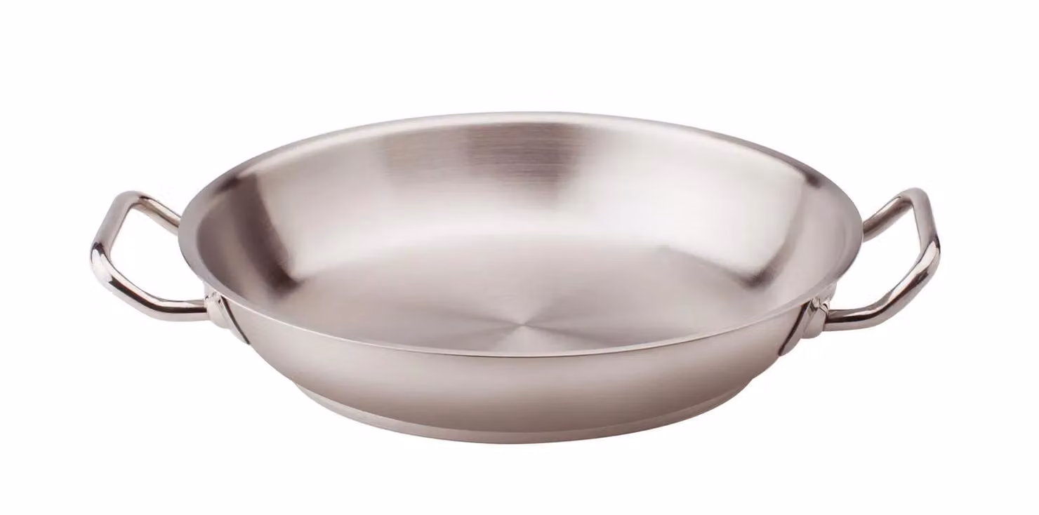 Tegame in acciao inox per induzione con due maniglie, diam. 40cm
