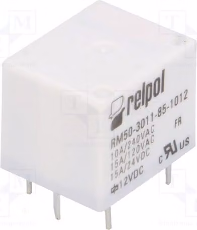 1x Relè: elettromagnetico, 10A/240VAC. Bobina: 12VDC, 15A. Modello: RM50-3011-85-1012. Ele