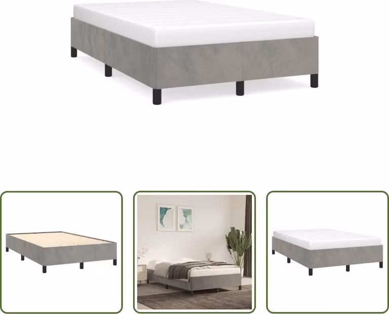 The Living Store Struttura letto in velluto grigio chiaro 120x190 cm