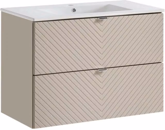 Set da bagno AOKI: mobile sotto lavabo con cassetti 80cm + lavabo bianco da incasso