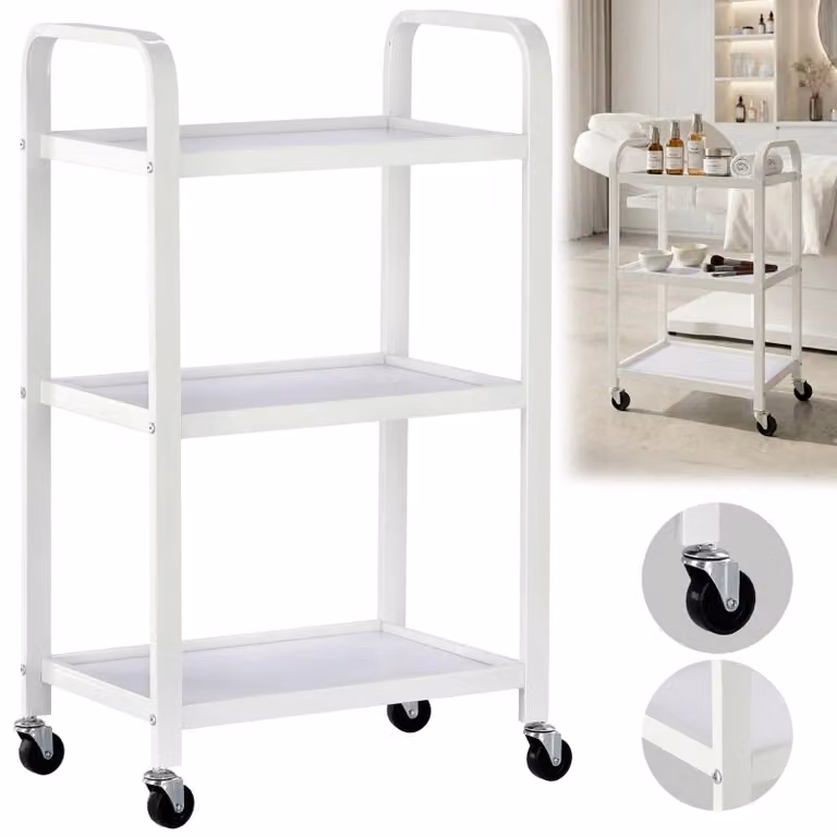 Carrello per parrucchieri estetisti tavolino su rotelle per la tintura ST014W al salone di bellezza scaffale con ripiani