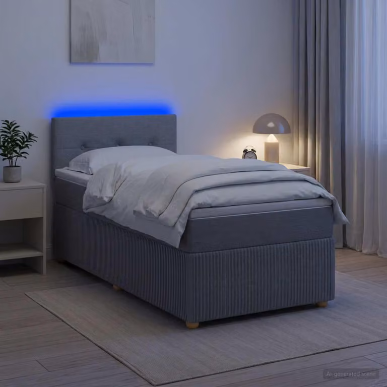Maison Exclusive - Letto boxspring con materasso Grigio chiaro 90 x 190 cm Tessuto