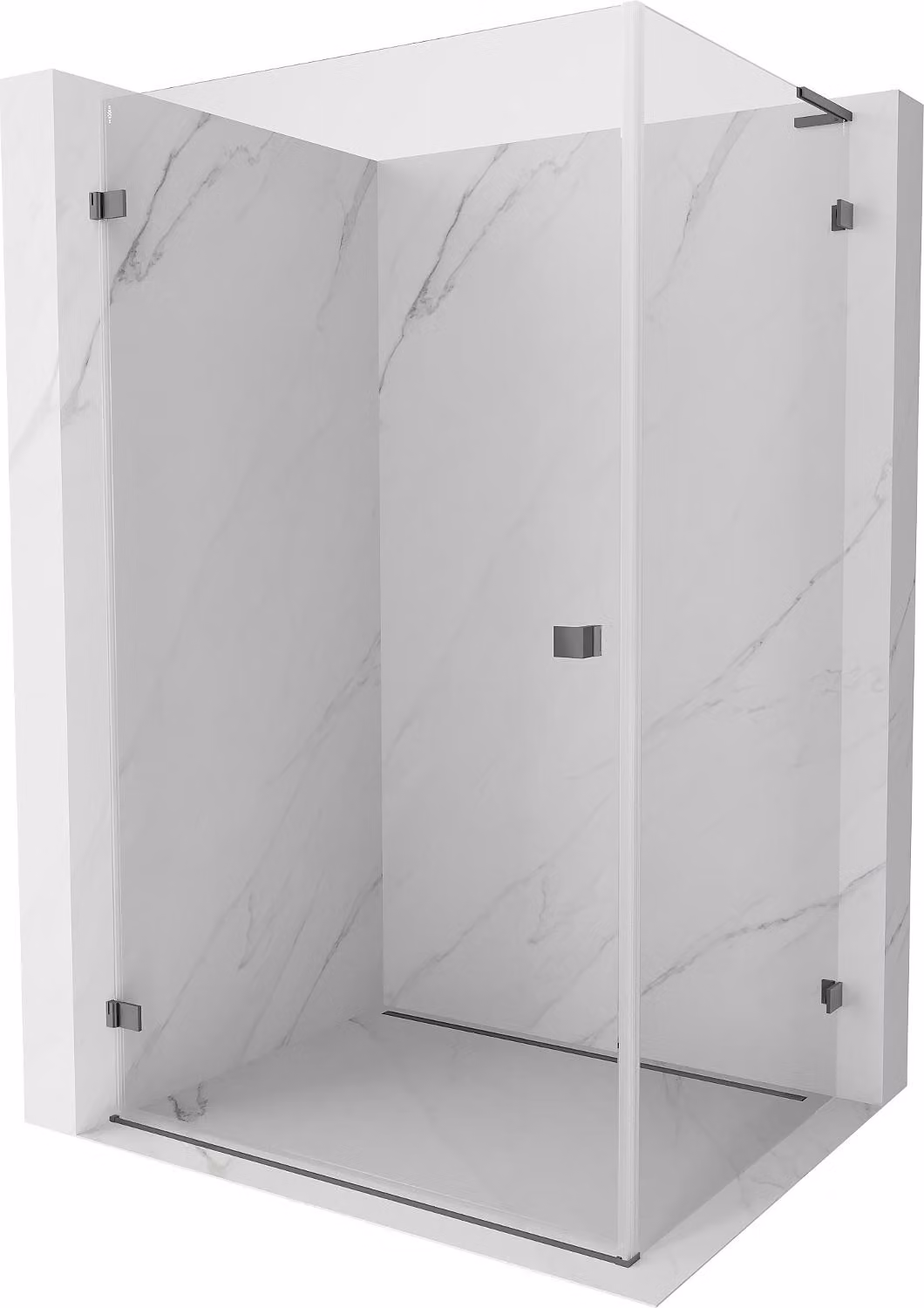 Mexen Lunar-B L cabina doccia a battente sinistra 100 x 80 cm, trasparente, gun metal - 832L-100-080-95-00-L