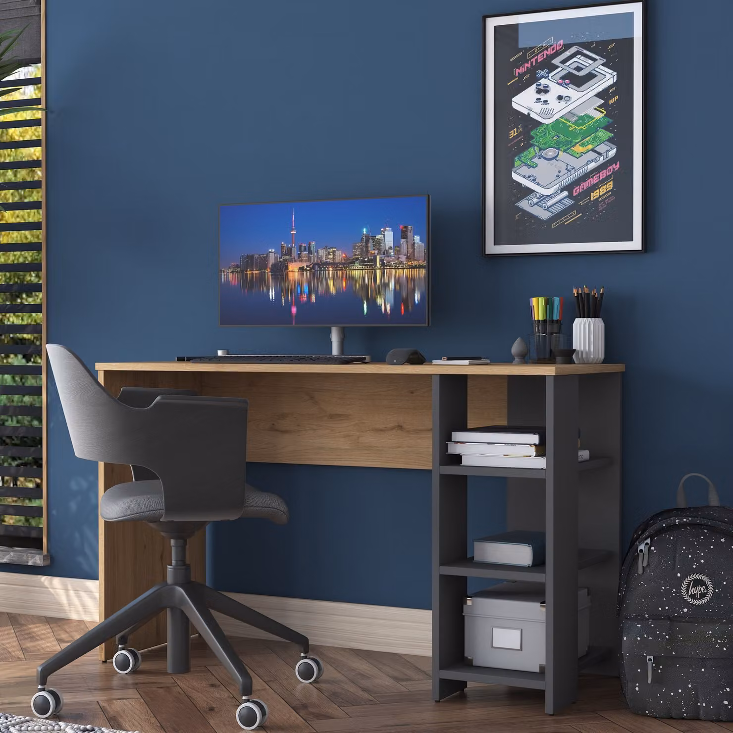 Skye Decor, HA108 - 2585, scrivania, noce, 100 % MELAMINE COATED SLIPBOARD, 120 x 45 x 73,8 cm