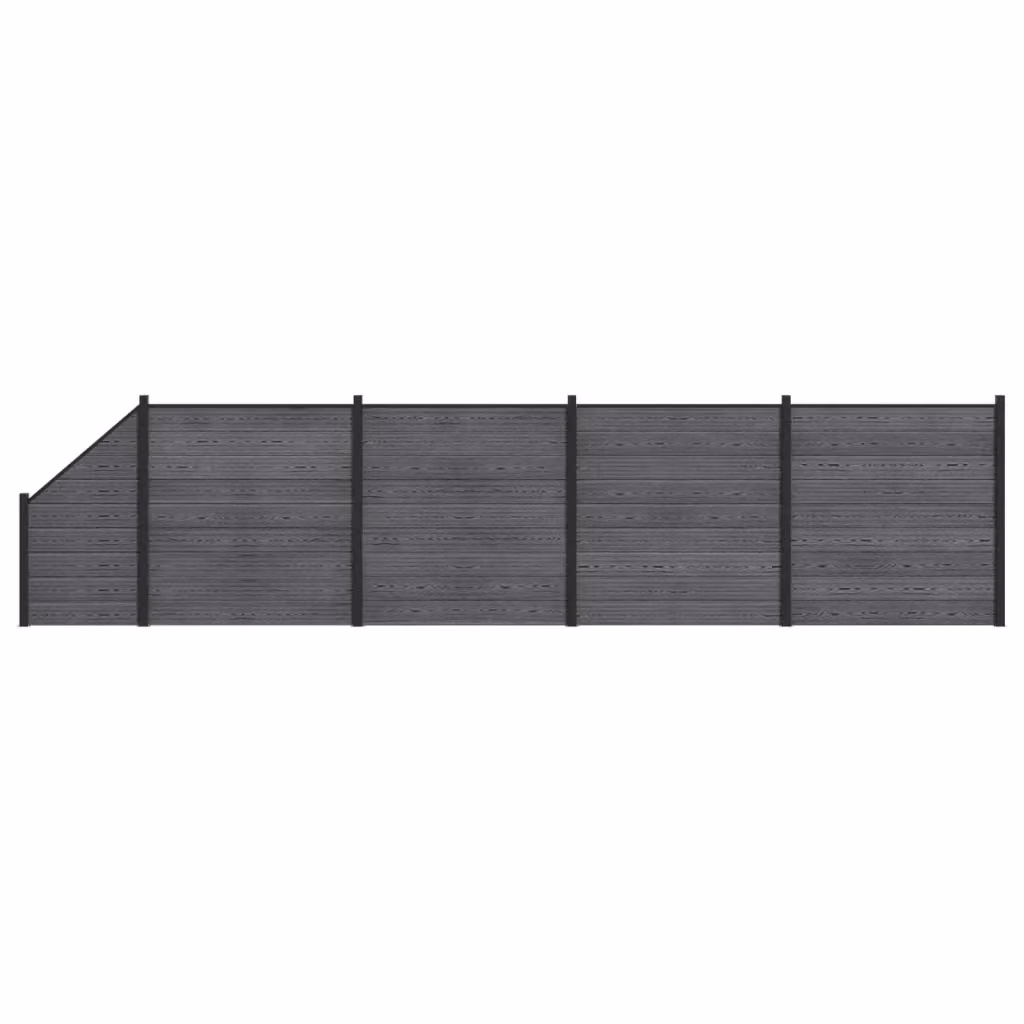 Set di 5 recinzioni vidaxl in WPC e alluminio grigio, L: 792 cm, H: 186 cm – 2