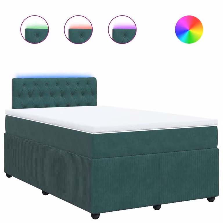 Giroletto a Molle con Materasso Verde Scuro 120x190 cm Velluto