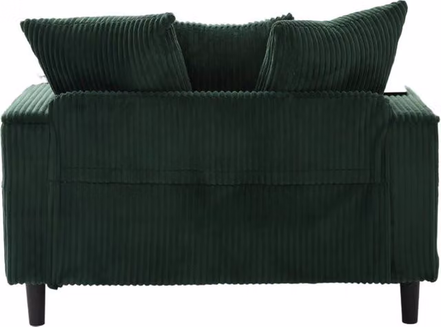 Chaiselongue multifunzionale in velluto di cotone con grande superficie reclinabile, portabicchieri doppio, illuminazione LED, tasca laterale, vano portaoggetti e porta USB, piedi in plastica robusta