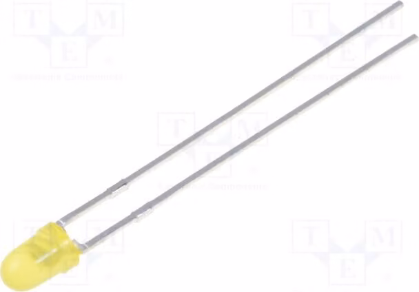 5 LED, angolo di emissione 60°, 3mm, modello L-934SYD, diodi LED a foro passante (THT), 3mm, colore giallo, intensità luminosa 110÷250 mcd