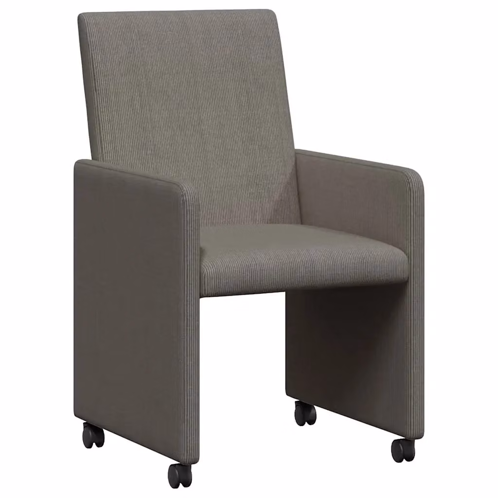 Set di 2 sedie da pranzo vidaXL in velluto a coste grigio chiaro con ruote, L: 57 cm, P: 66 cm, H: 94 cm – 2