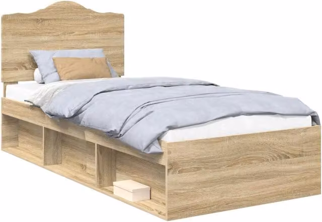 Letto singolo | Letto per adulti | Struttura del letto Rovere Sonoma 75 x 190 cm Pino massello