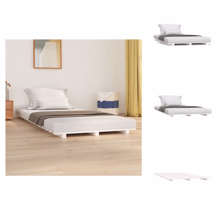 vidaXL Letto in legno massiccio bianco 100x200 cm pino - Letti e strutture letto
