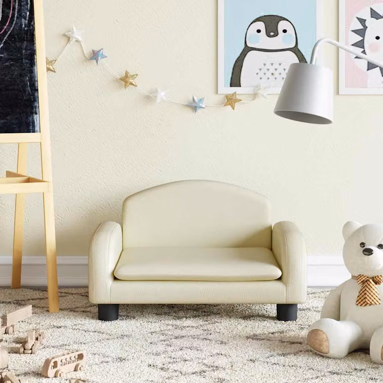 vidaXL Divano per Bambini in Similpelle Beige L/P/H: 50 x 40 x 30 cm