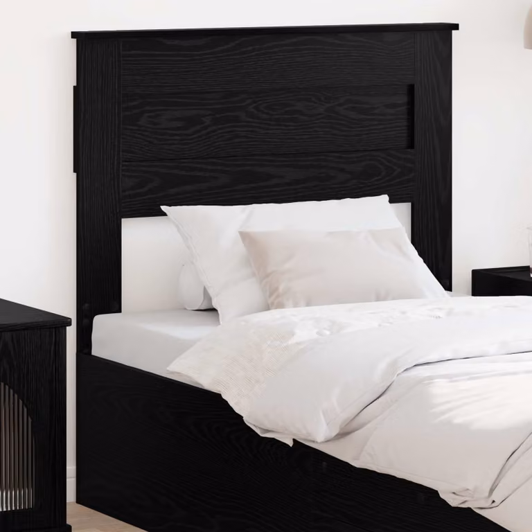 Testiera per letto vidaXL in legno ingegnerizzato rovere nero con finitura lucida e design minimalista