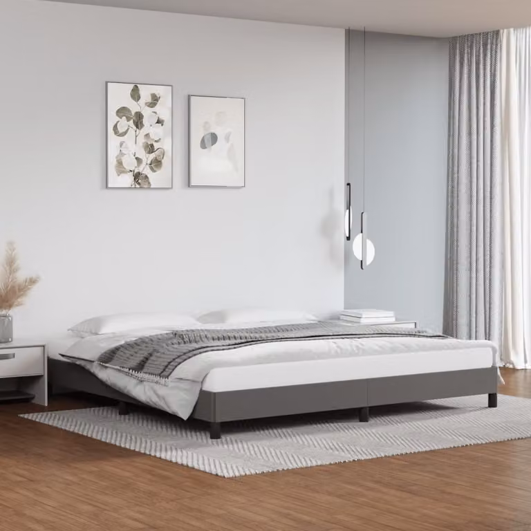 The Living Store Struttura letto grigia 200x200 cm in ecopelle