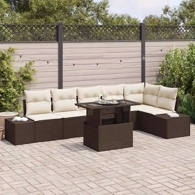 Set Divano da Giardino 7 pz Marrone polyrattan 3357931