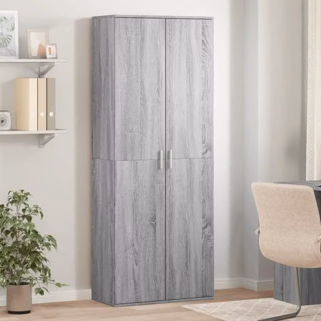 Credenza-Buffet-Armadio da cucina Grigio Sonoma 70x35x180 cm in Legno Multistrato