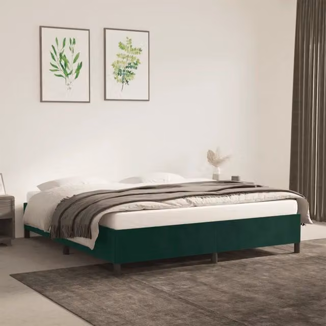 Giroletto vidaXL in Velluto Verde con Doghe in Legno L/P/H: 160 x 200 x 35 cm – 1