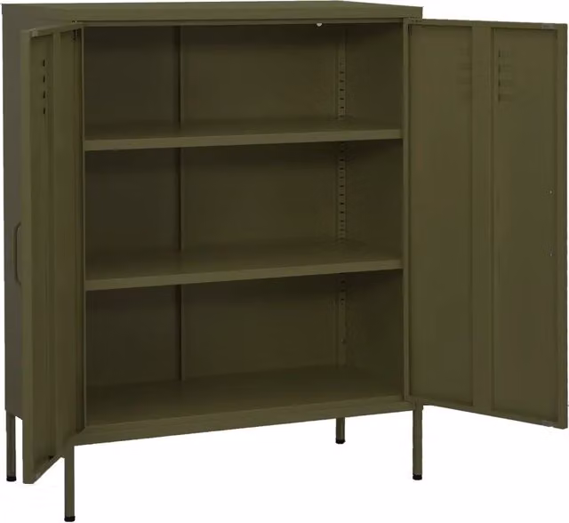 Armadietto in metallo vidaXL verde opaco con ante a battente e ripiani interni L 80 cm, P 35 cm, H 101,5 cm