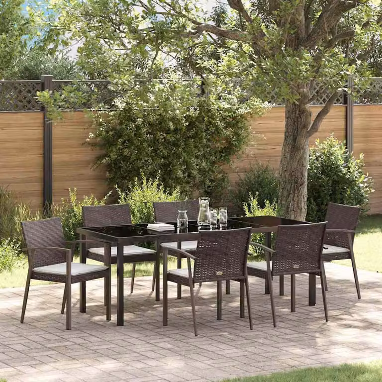 Maison Exclusive - Set da giardino per esterni, 7 pezzi, rattan in polietilene marrone e nero