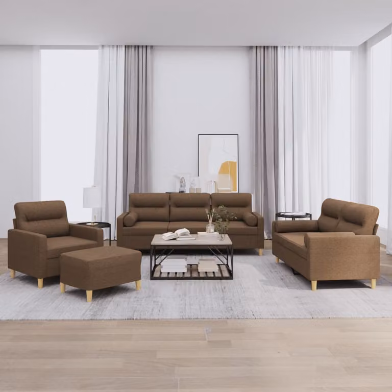Maison Exclusive - Set divano 4 pezzi con cuscini in tessuto marrone