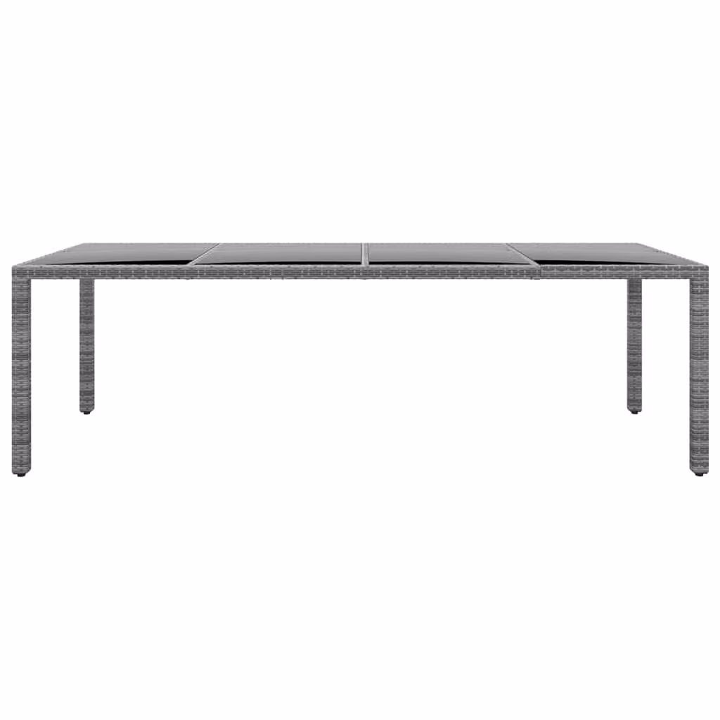 Tavolo Giardino Grigio 250x100x75cm Vetro Temperato Polyrattan