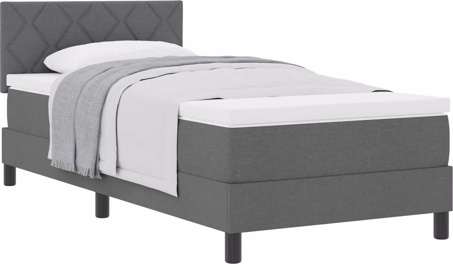 Letto a molle con testiera Grigio scuro 90 x 190 cm Tessuto