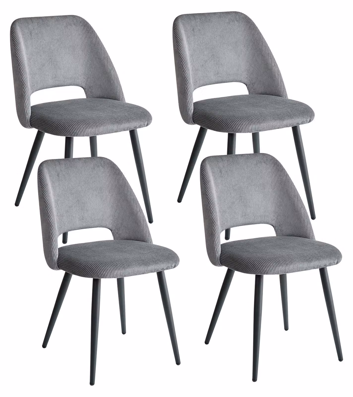 Sedie da pranzo - Set da 4 - Stile moderno e minimalista - Struttura in metallo - Non girevoli - Grigie