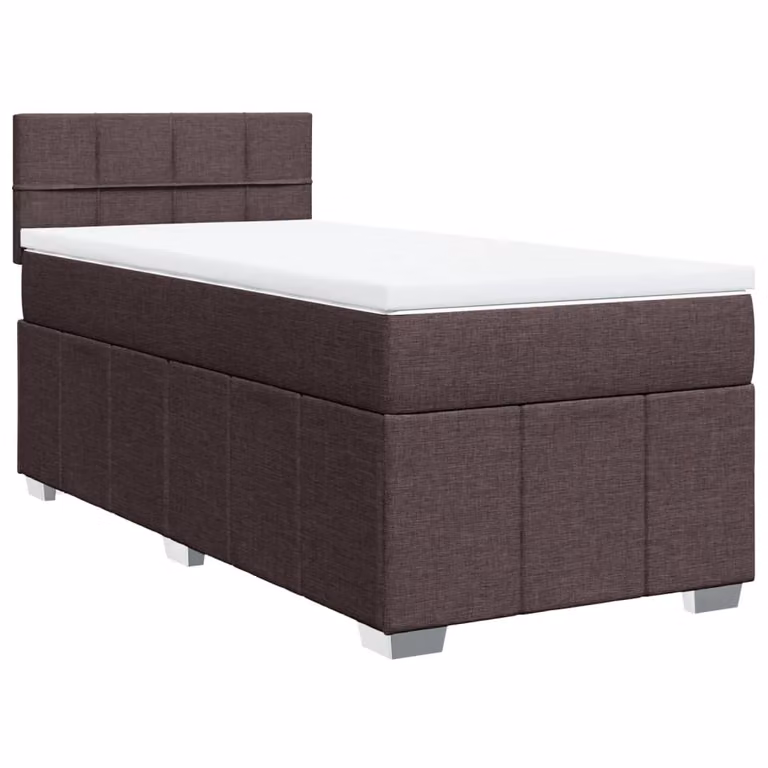 Giroletto a Molle con Materasso Marrone Scuro 100x200cm Tessuto