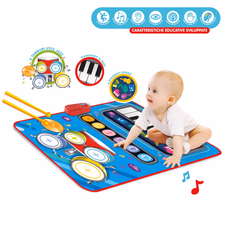 TU GIOCHI Tappetino Musicale Gioca e Impara Multicolore per lo Sviluppo Sensoriale e Motorio