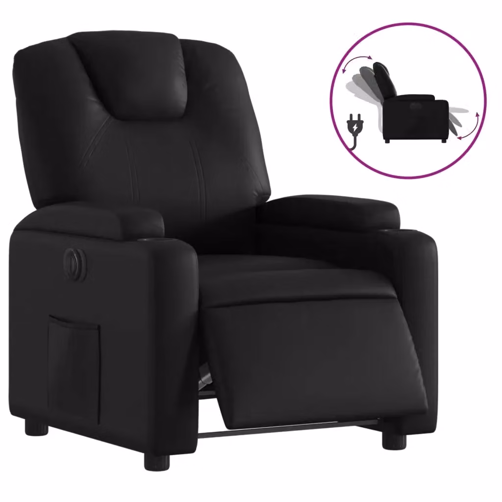 vidaXL Poltrona Reclinabile Elettrica Nera in Similpelle con Braccioli e Design Moderno – 2