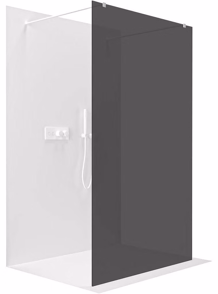 CERANO - Box doccia Walk-in Onyx Duo L/P - 8 mm - montante squadrato - bianco opaco, vetro grafite - 160x200 cm