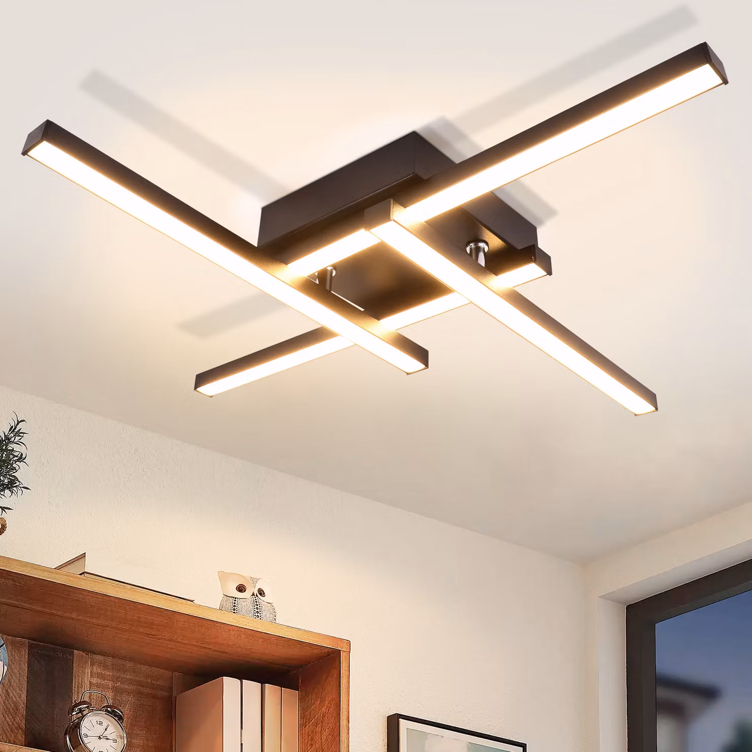 ZMH LED lampada da soffitto Lampada da soffitto Soggiorno Lampada da soggiorno Bianco 24W Design moderno Lampada da camera da letto 3000K Luce bianca calda Design non sovrapponibile
