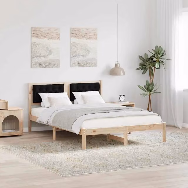 Struttura letto in pino massello nero vidaXL L/P/H: 150 x 200 x 85,5 cm